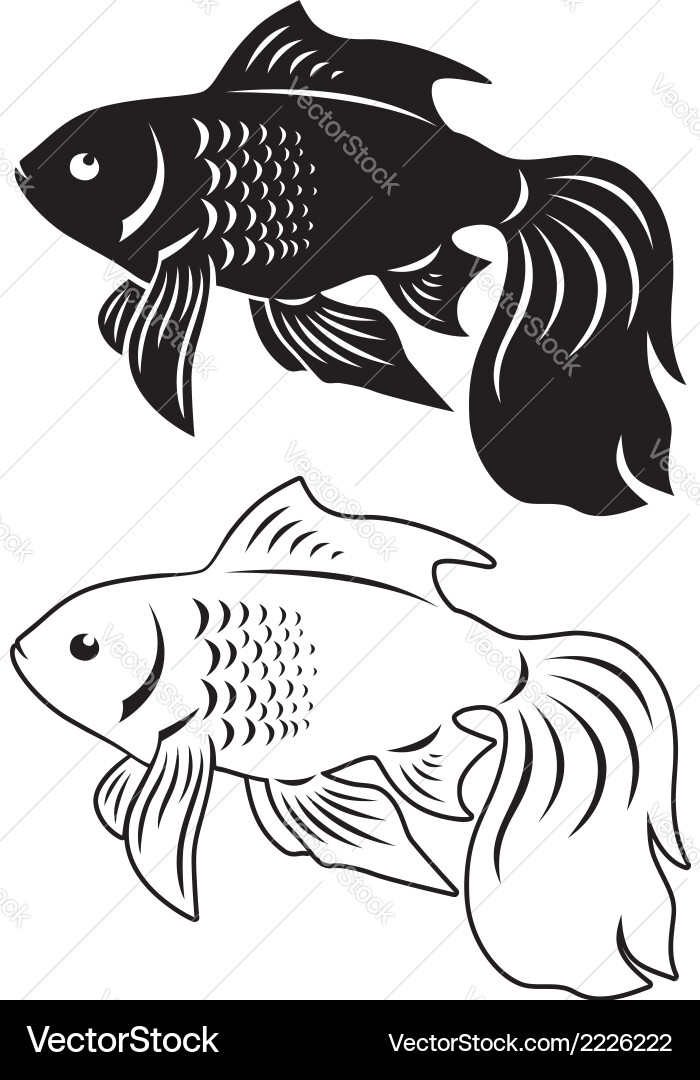 Goldfish Silhouette Underwater Vector Image