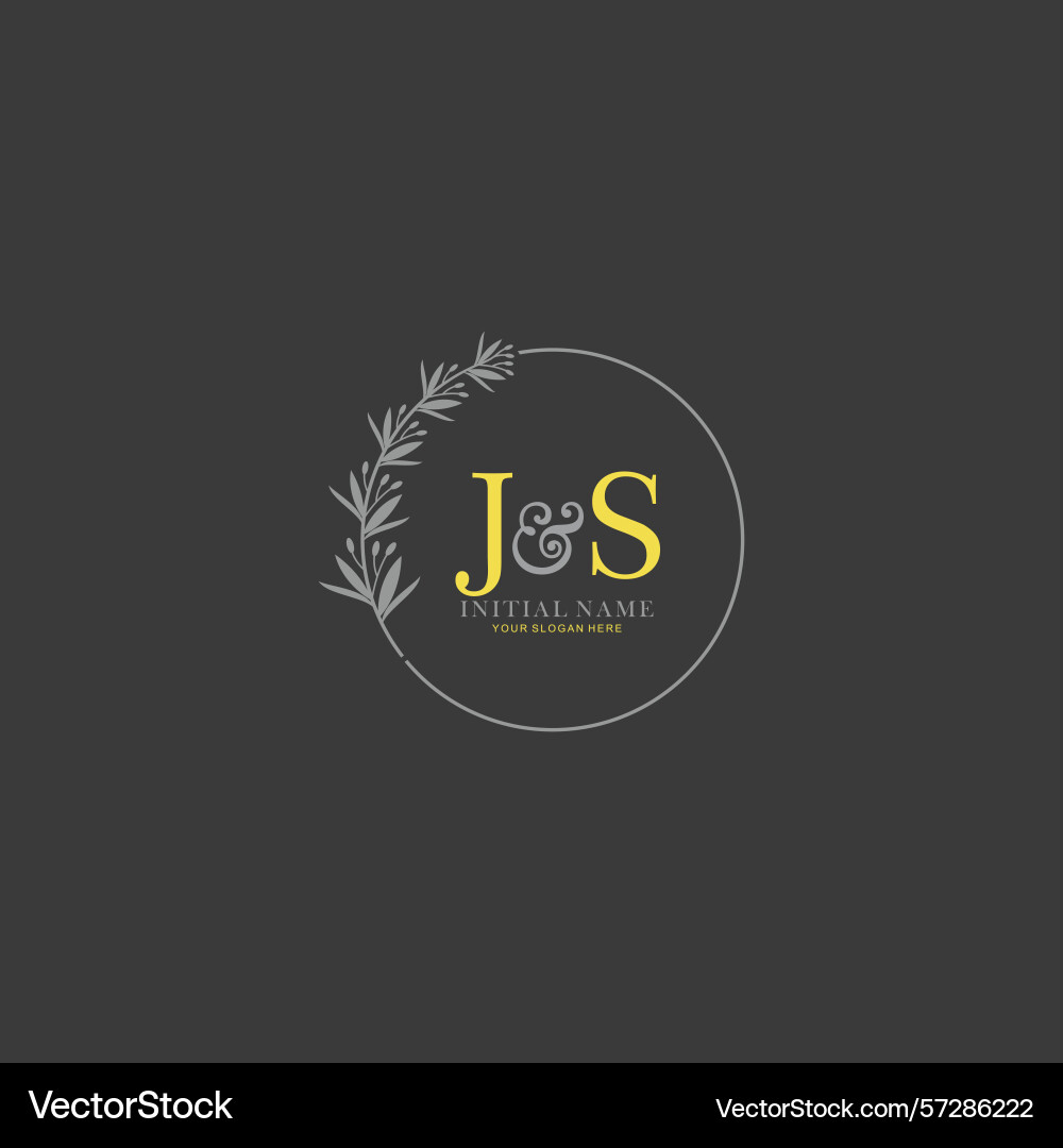 Js initial logo templates with botanical elements Js initial logo templates with botanical elements vector image