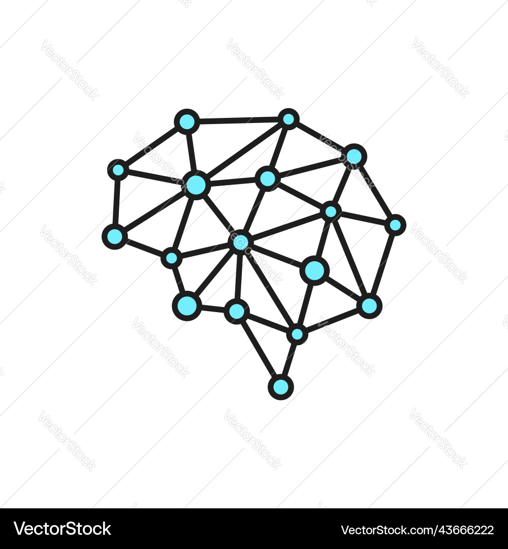 Machine learning and neural network outline icon Machine learning and neural network outline icon vector image
