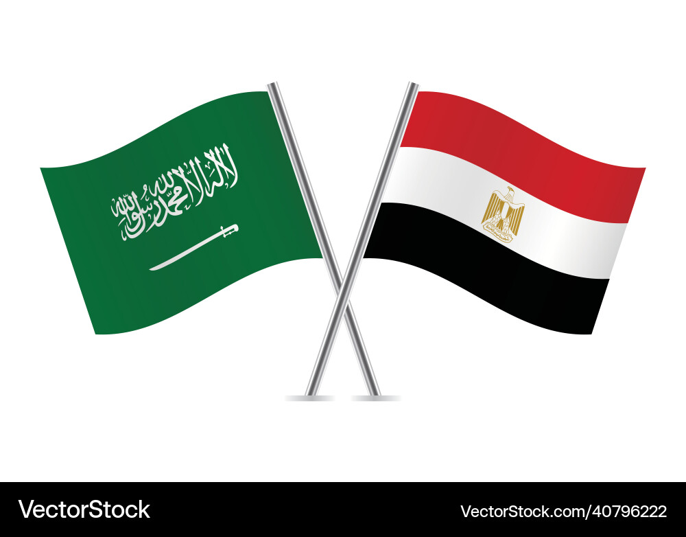 Saudi arabia and egypt flags vector image