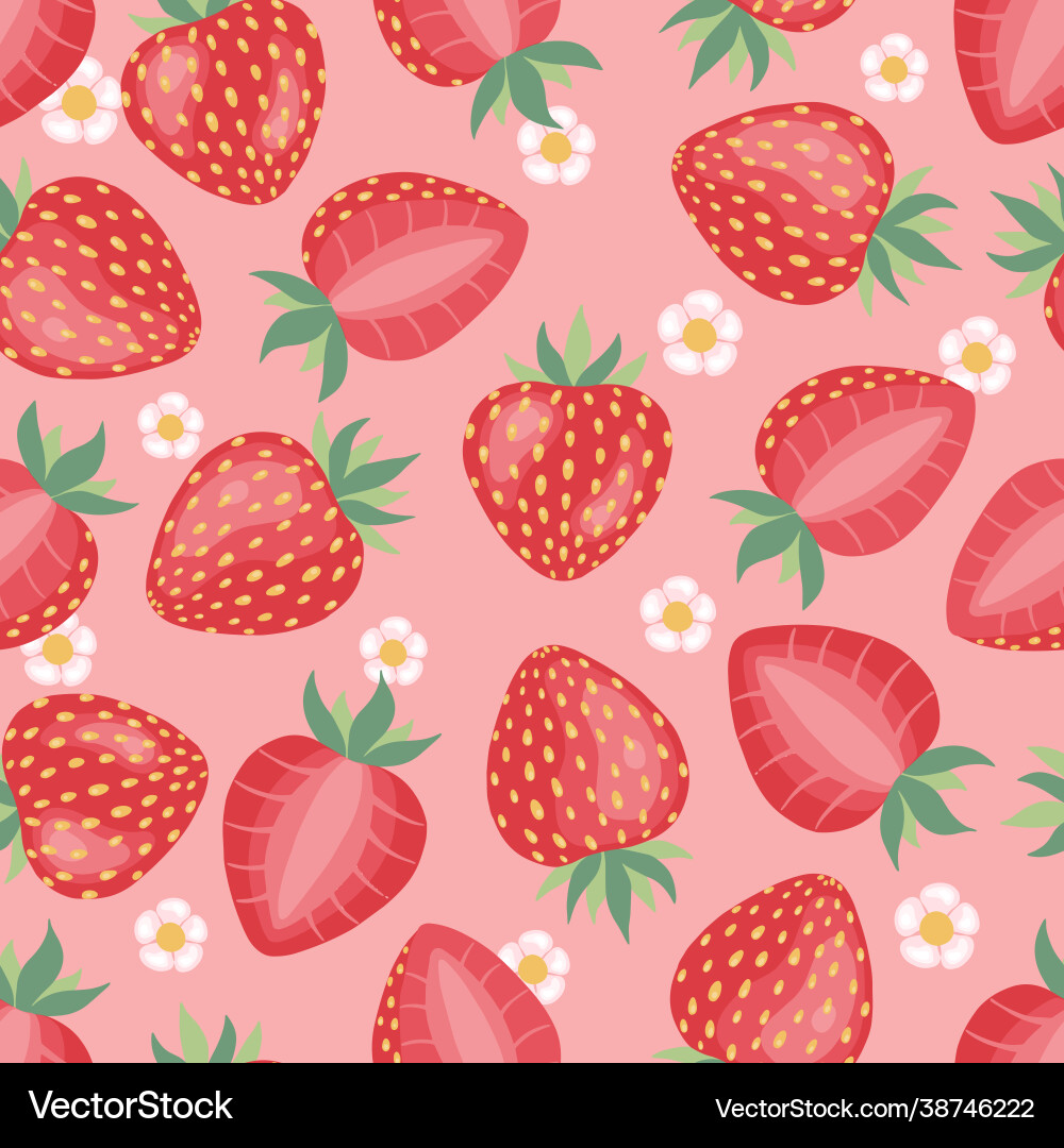 Seamless pattern fresh strawberry background Vector Image