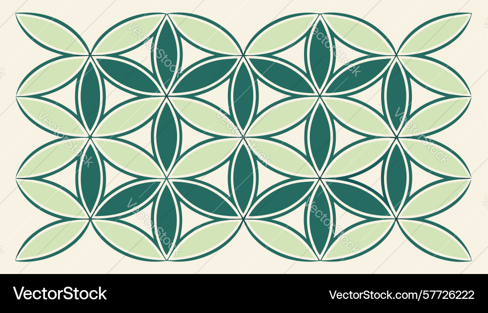 Serene interlocking circle pattern in green tones Vector Image