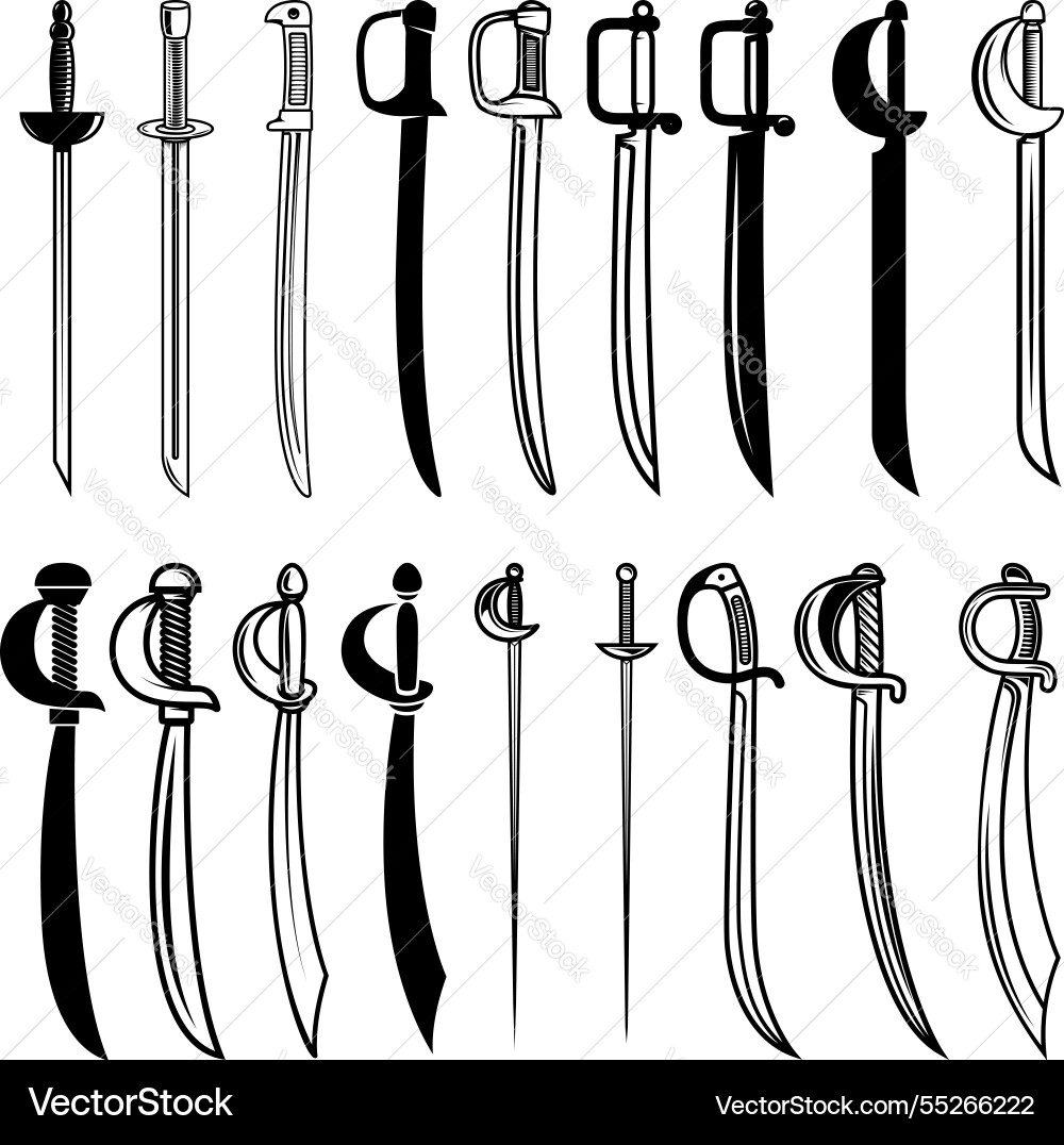 Set of medieval swords design element Set of medieval swords design element vector image
