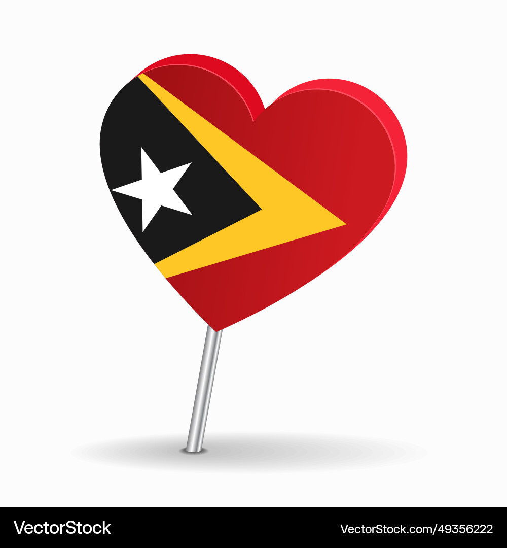 Timor-Leste Flag Heart Pointer Vector Image