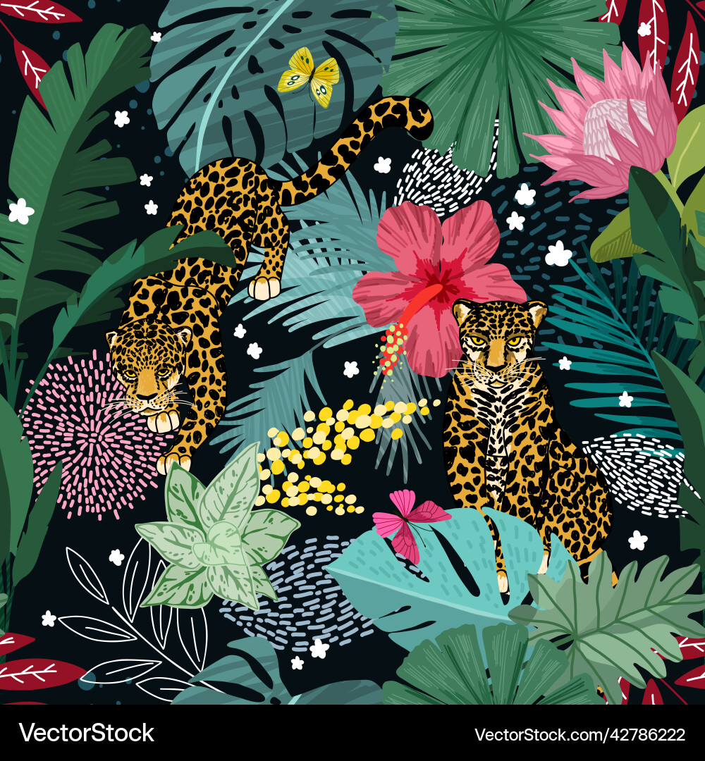 Tropical seamless pattern hand drawn art Tropical seamless pattern hand drawn art vector image