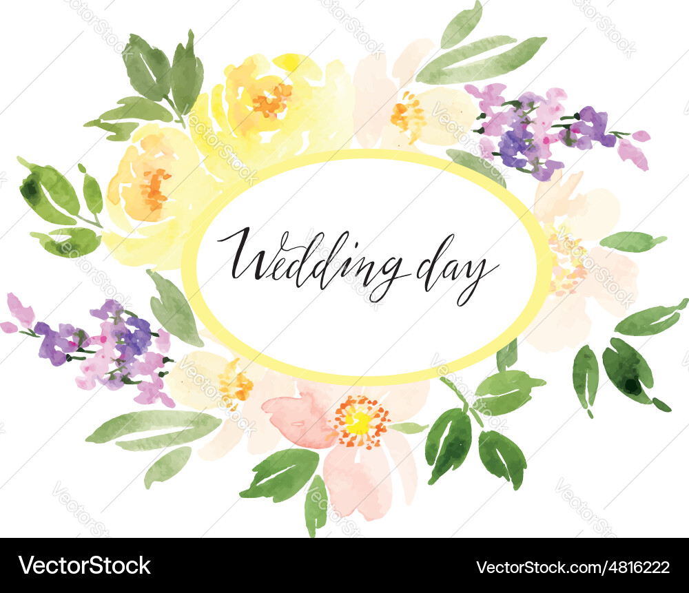 Watercolor Floral Greeting Card Vector Image