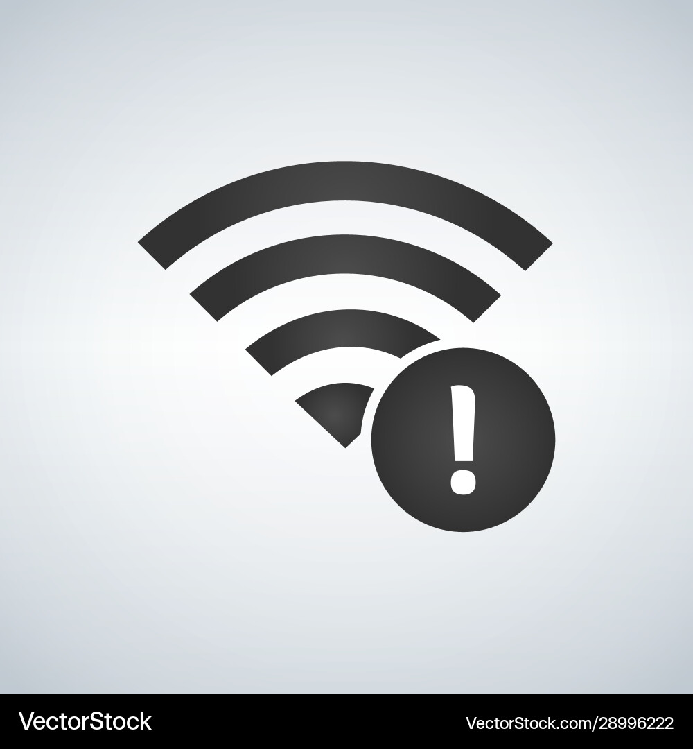 Wifi connection signal icon with exclamation mark Wifi connection signal icon with exclamation mark Vector Image
