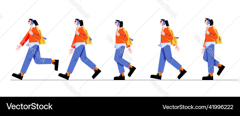 Woman walking cycle sequence for game animation Woman walking cycle sequence for game animation vector image