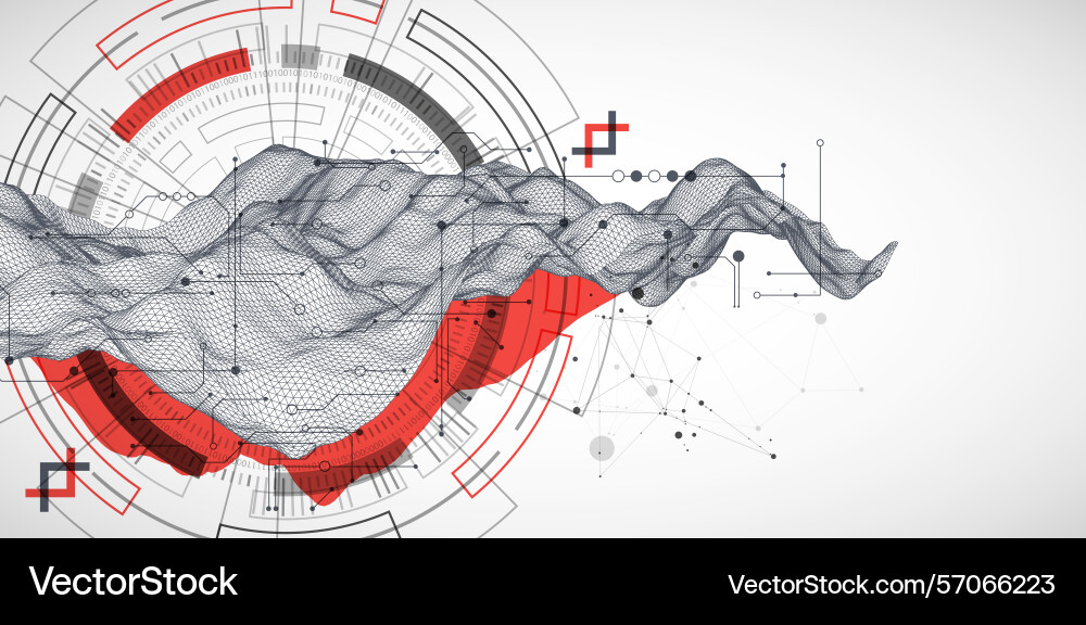Abstract data background with wireframe wave Abstract data background with wireframe wave vector image