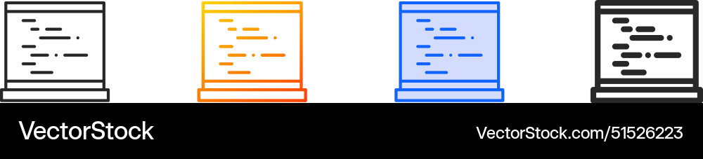 Coding iconthin linear gradient blue stroke Coding iconthin linear gradient blue stroke vector image