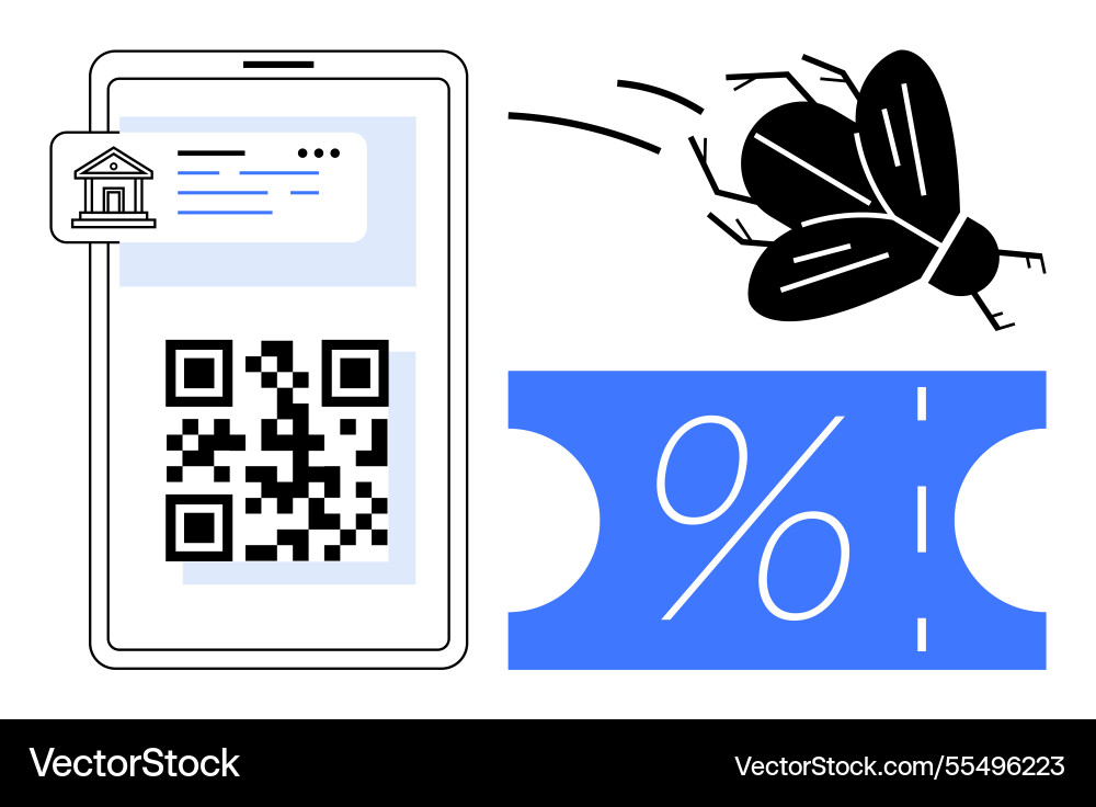 Digital payment with qr code bank notification vector image