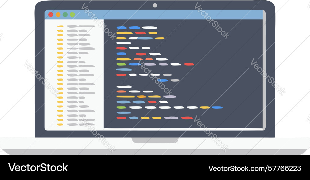 Laptop with code programming development design vector image