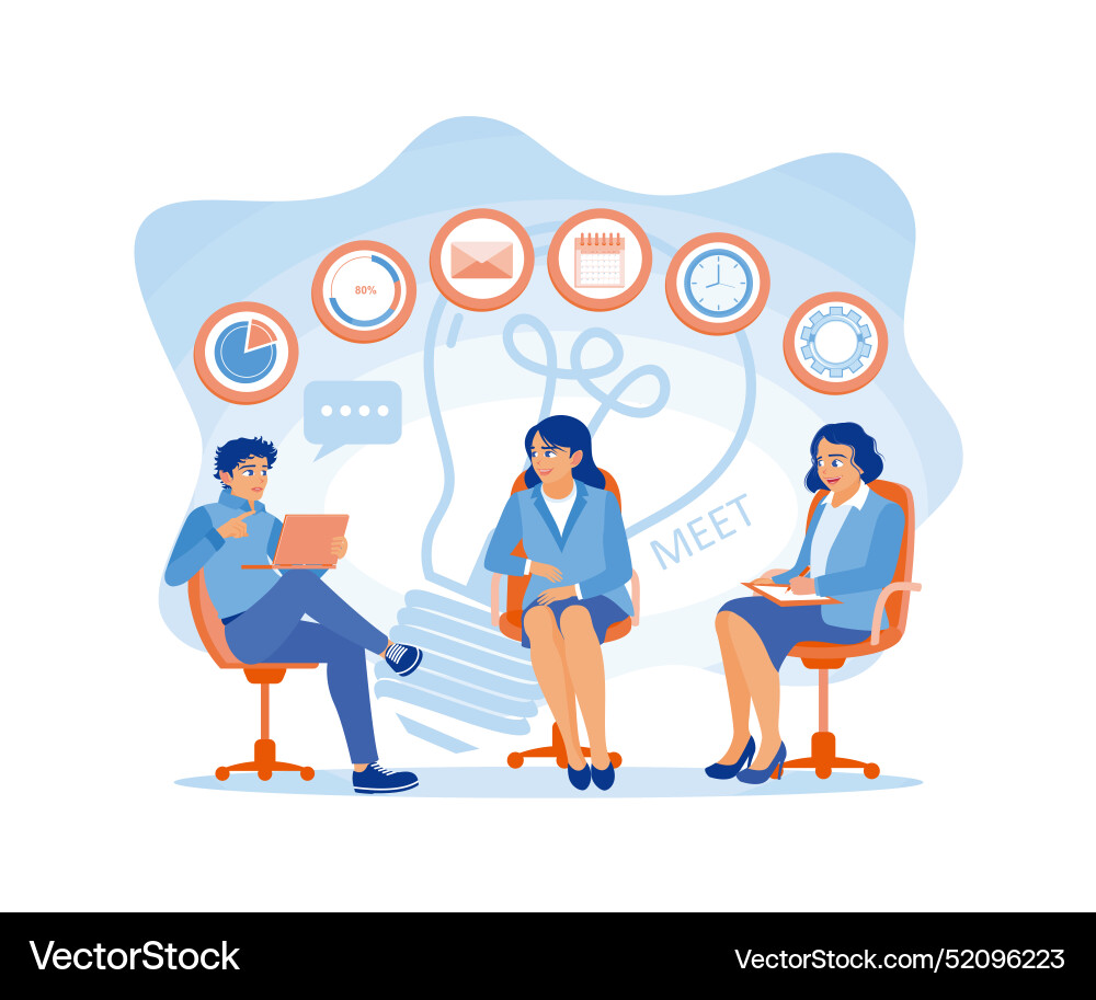 Meeting between manager and business team create Meeting between manager and business team create vector image