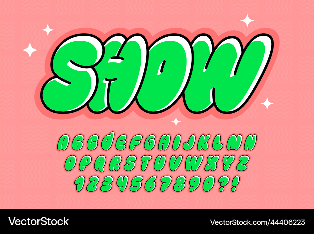 Trendy bubble comical alphabet design colorful vector image