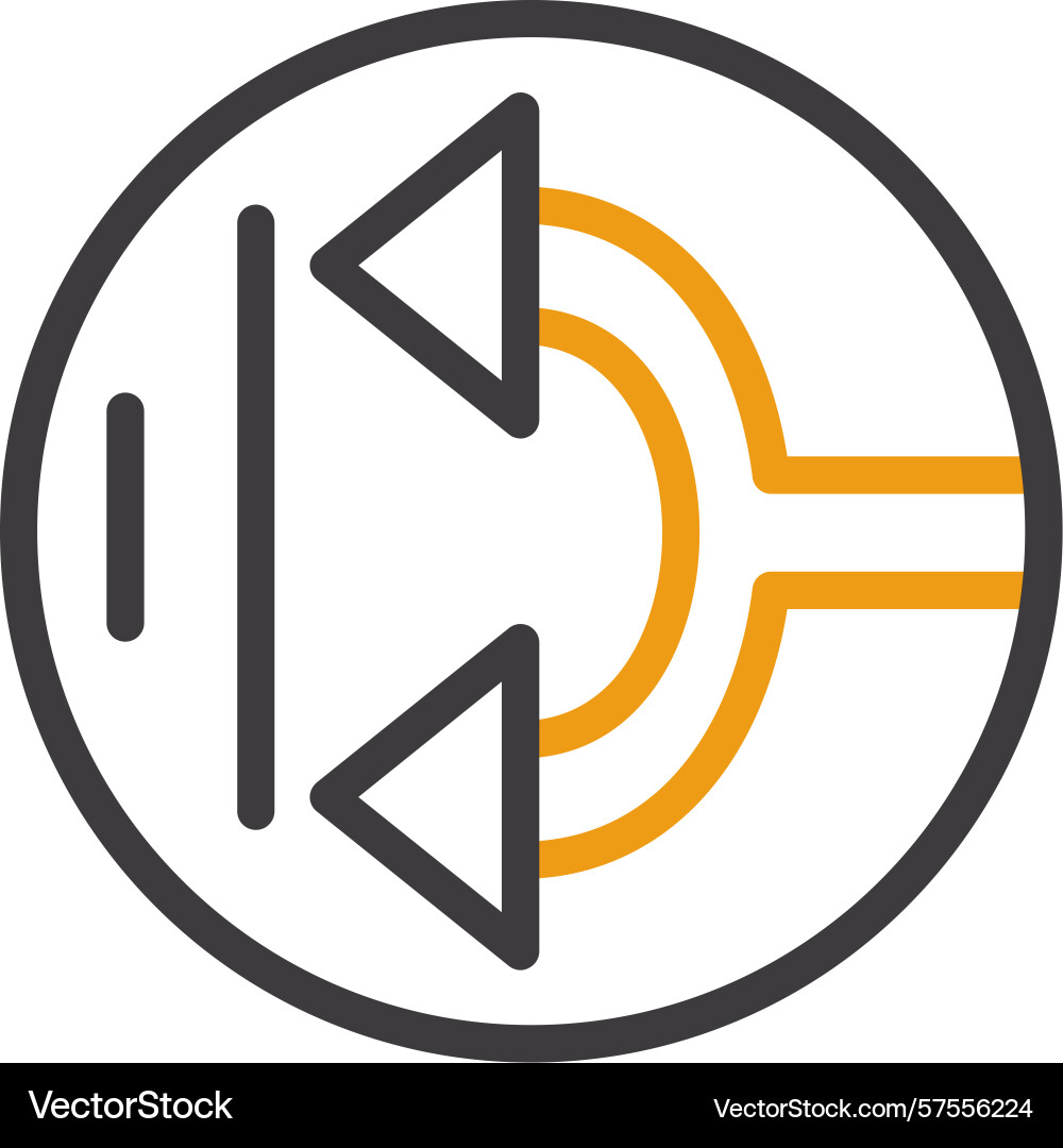 Arrow split left two color icon Vector Image