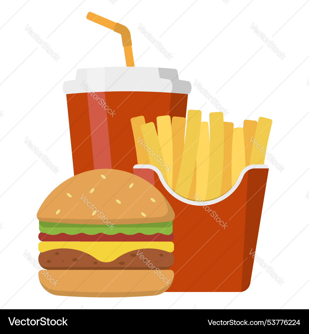 Classic Fast Food Combo Vektorbild