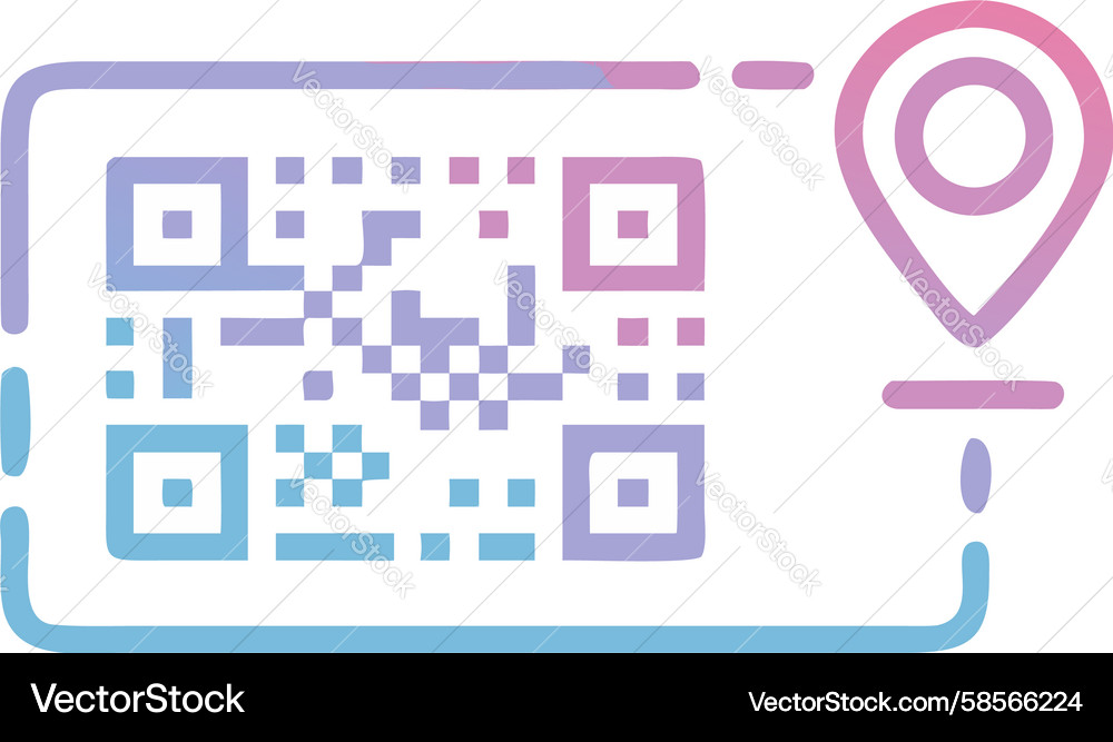 QR Code with Location Pin Vector Image