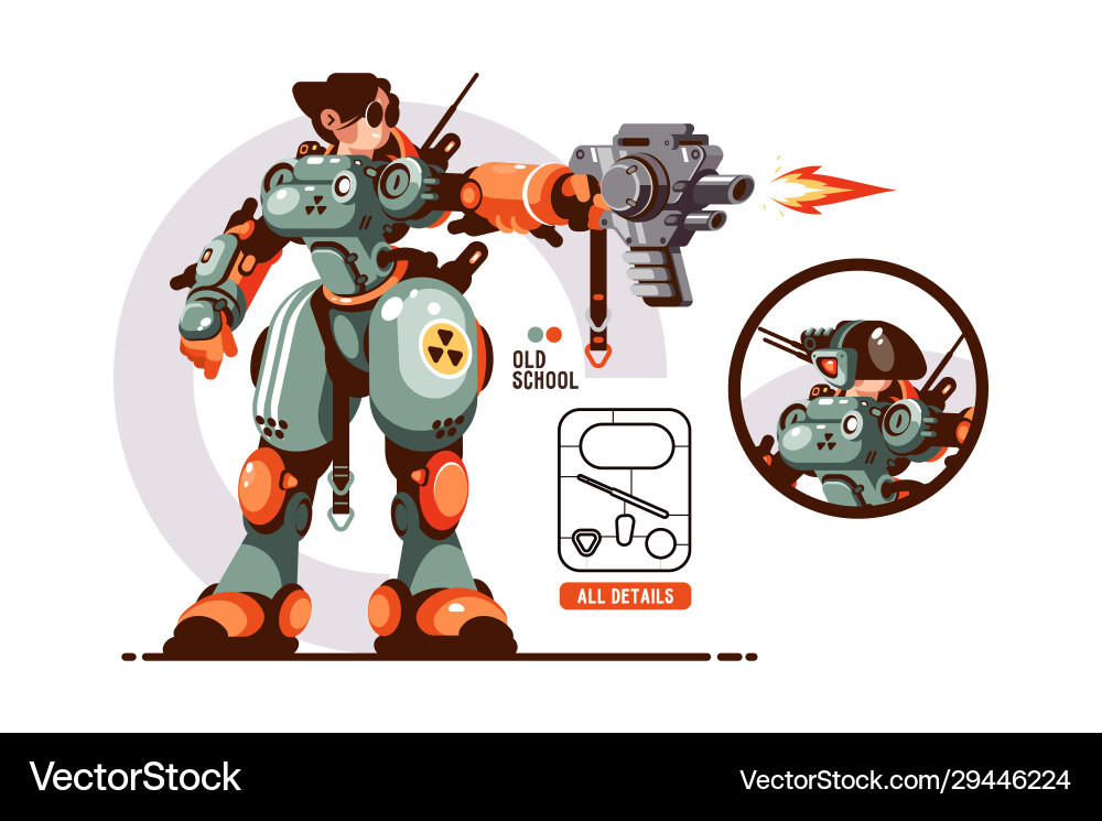 Sci-Fi Robot in Lab vector image