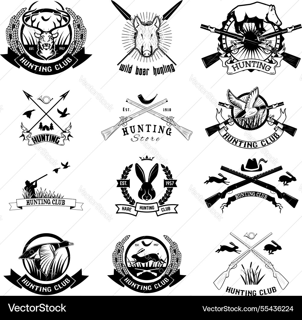 Set of hunting labels emblems and design elements Set of hunting labels emblems and design elements vector image