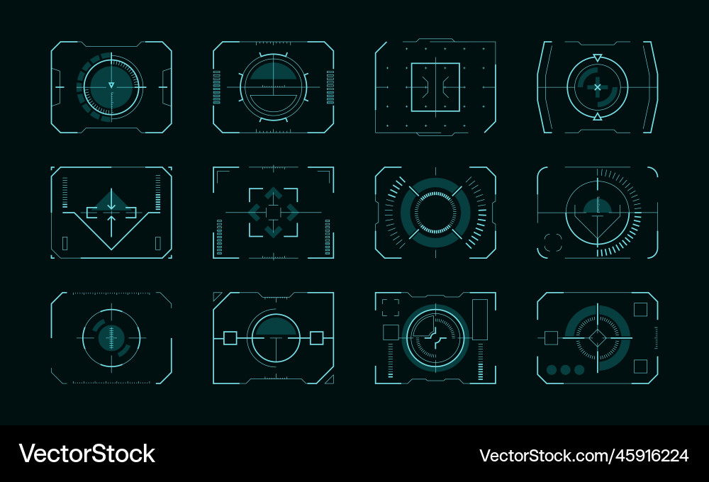 Target frame hud ui futuristic aim pointers Target frame hud ui futuristic aim pointers vector image