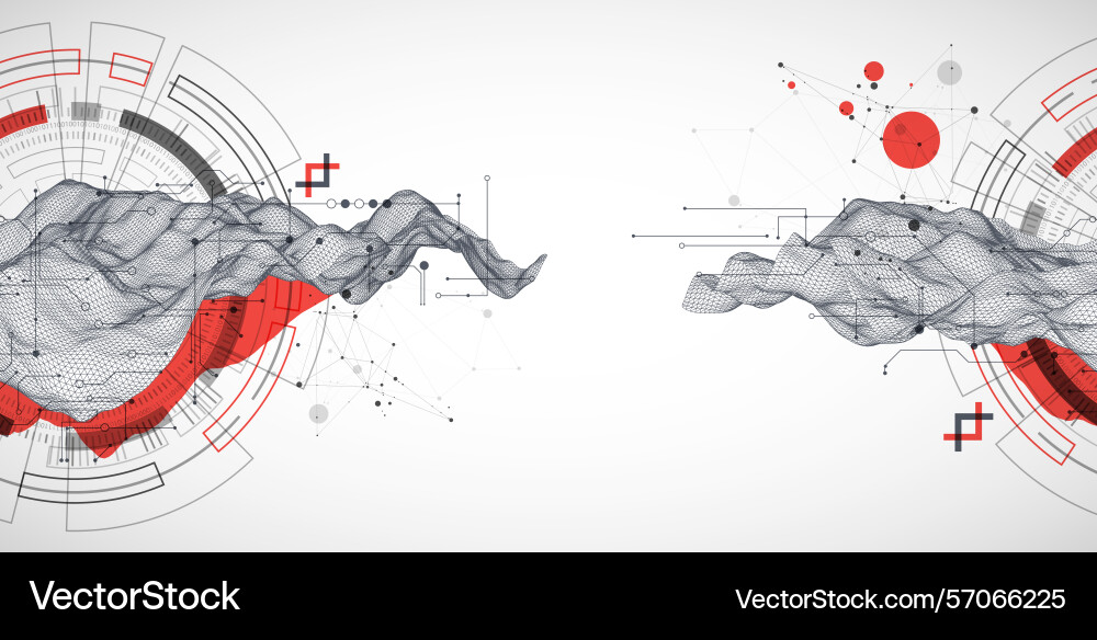 Abstract data background with wireframe wave Abstract data background with wireframe wave vector image
