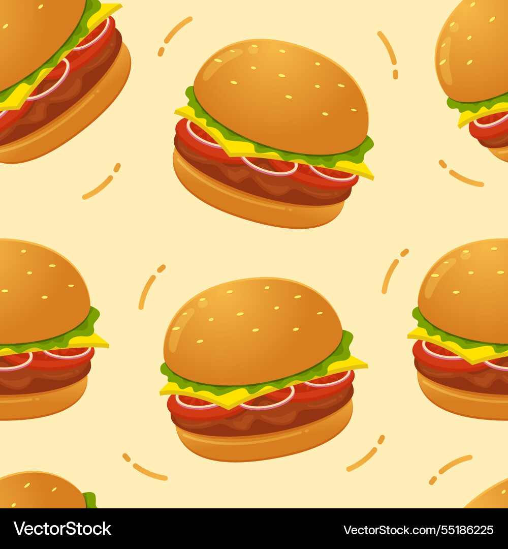 Burger seamless pattern background vector image