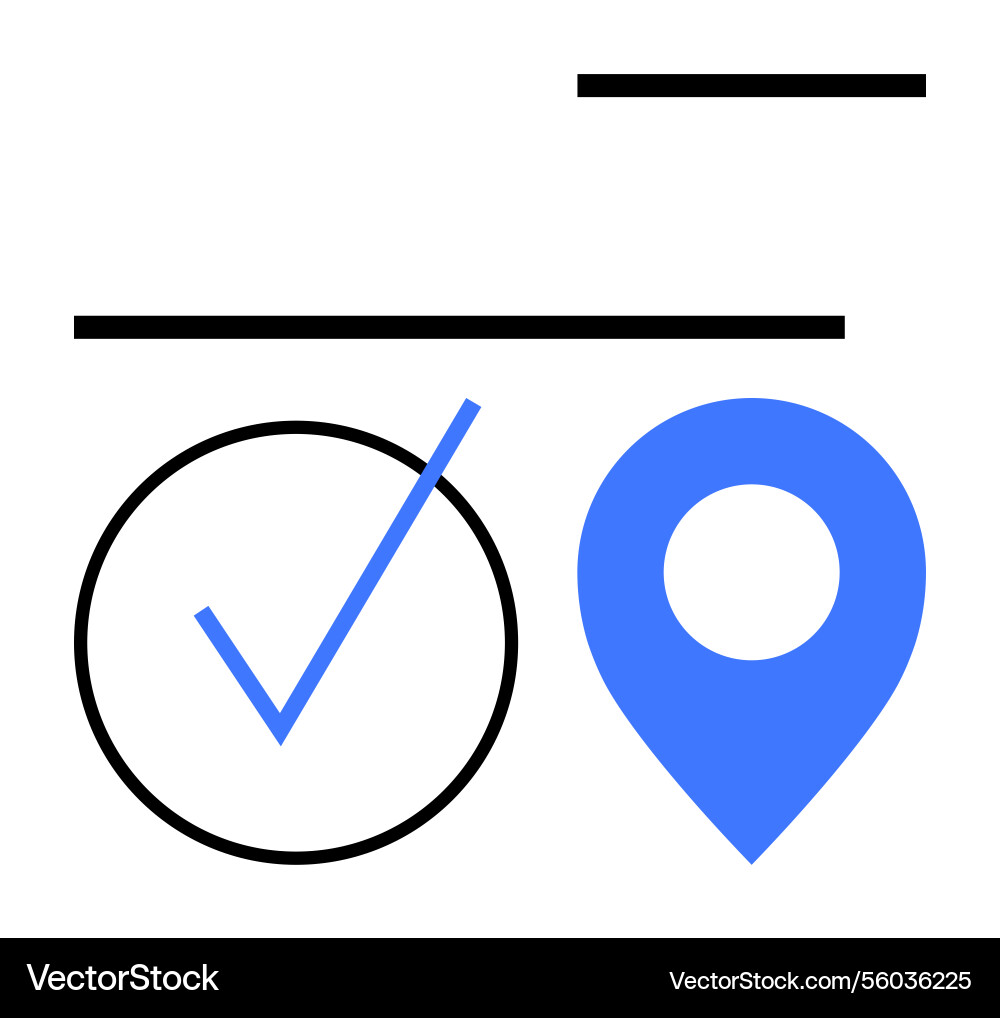 Checkmark and location pin with minimal lines Vector Image