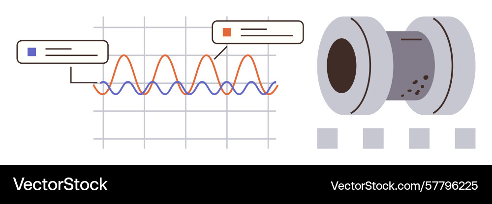 Data graph analysis and mechanical part design Data graph analysis and mechanical part design vector image