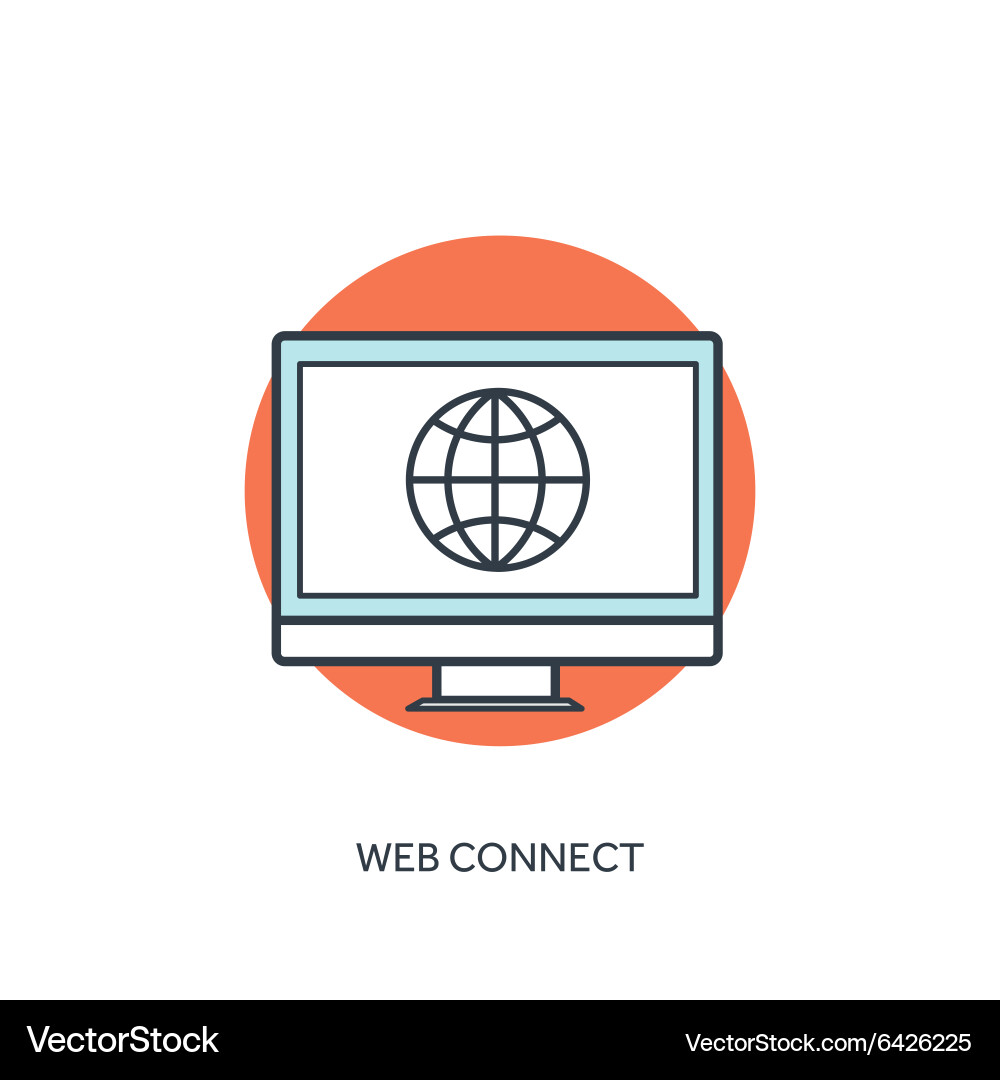 Flat lined internet icon web connection Vector Image