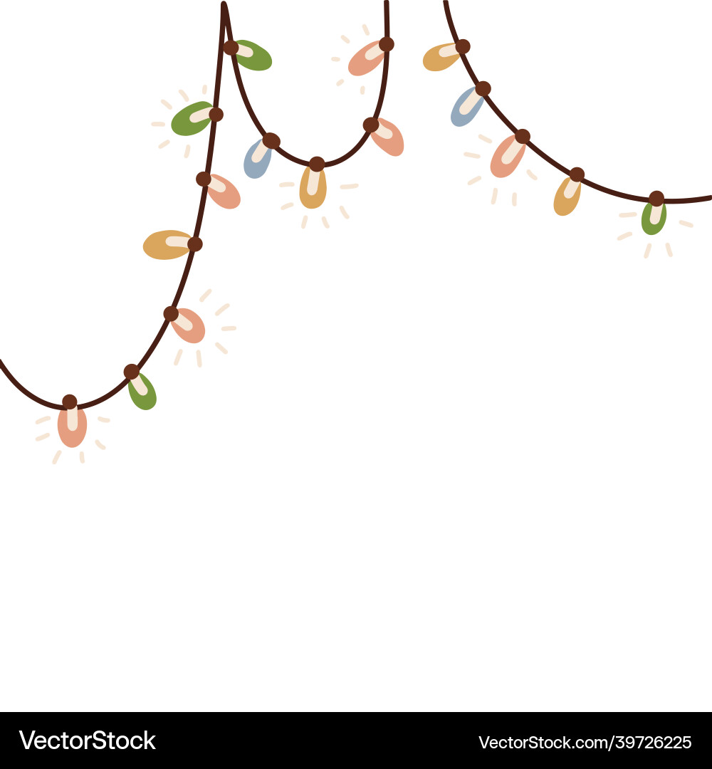 Hanging string lights garland xmas decorations Hanging string lights garland xmas decorations vector image