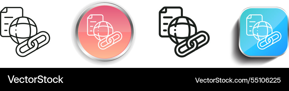 Hyperlink icon thin linear regular and button vector image