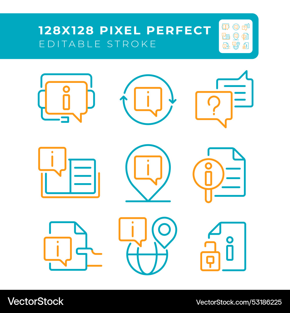 Information access two color line icons set Information access two color line icons set vector image