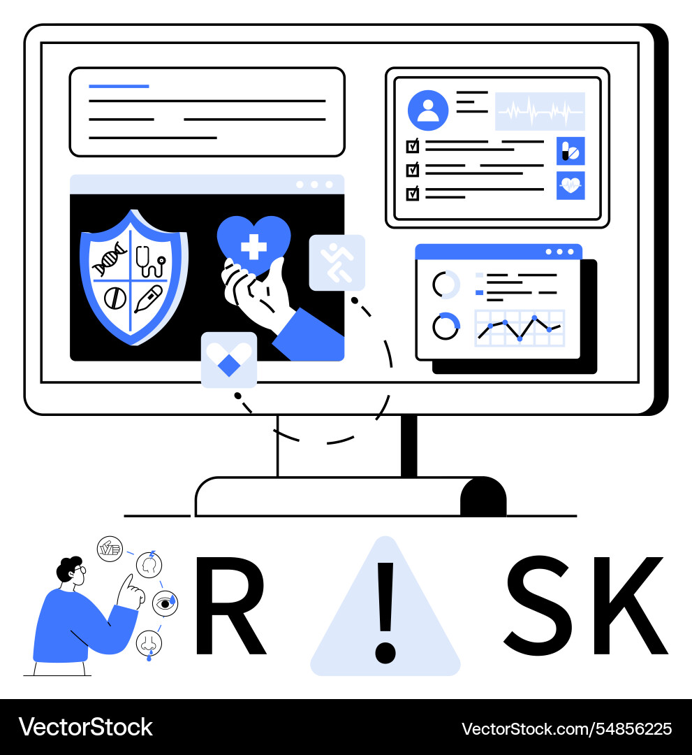 Monitoring health data and risk management through Vector Image