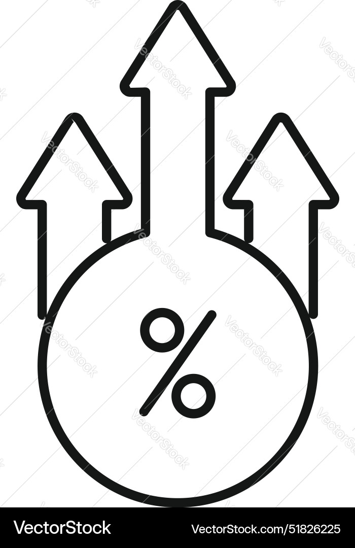 Percentage symbol increasing with up arrows Vector Image
