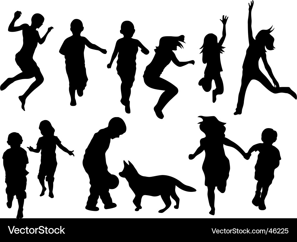 Playful Child Silhouettes vector image