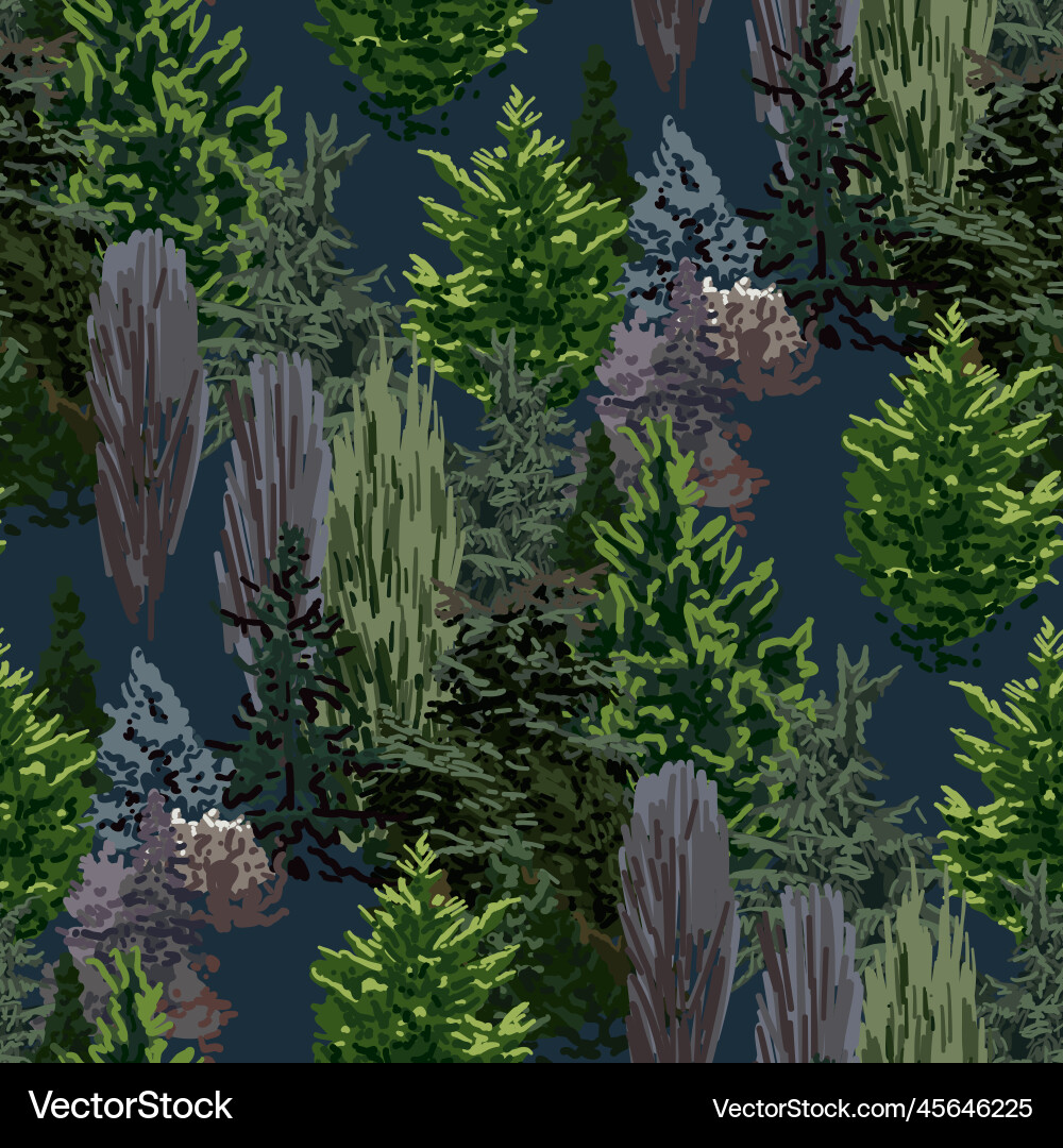 Seamless pattern of lush coniferous vector image