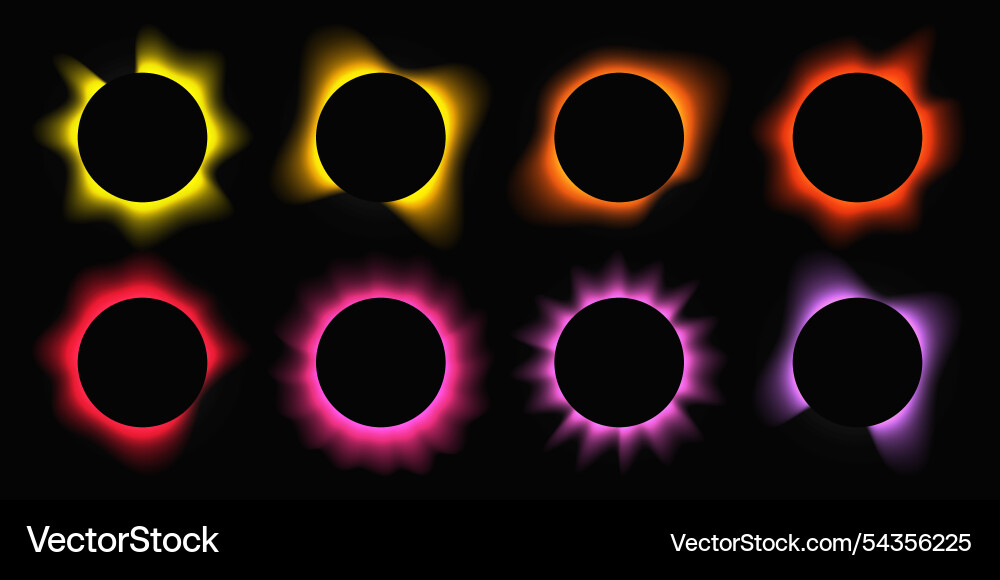 Set of multicolor circle illuminate light frames Set of multicolor circle illuminate light frames vector image
