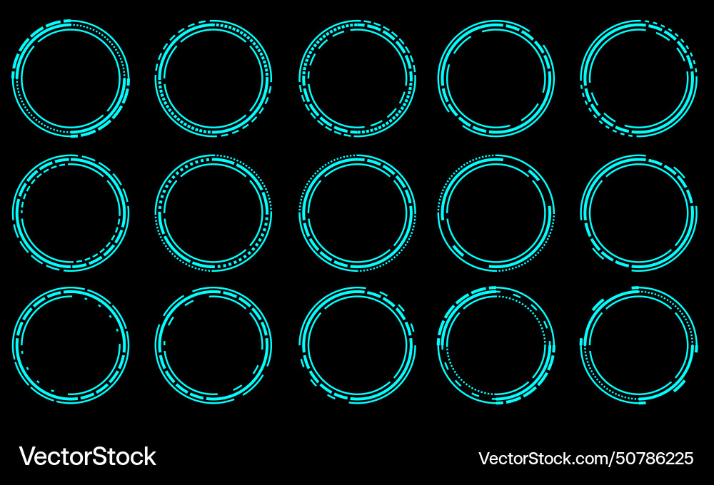 Set of sci fi blue circle user interface elements Set of sci fi blue circle user interface elements vector image