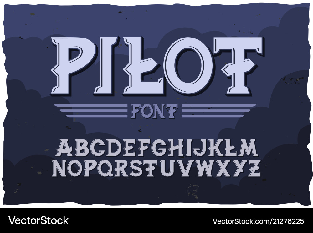 Typeface pilot modern style font vector image