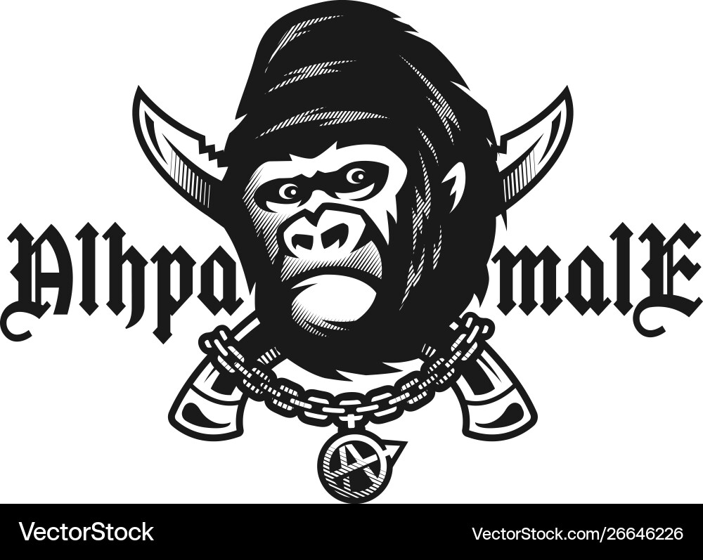 Alpha männlich wütend Gorilla und Kreuzmesser Alpha männlich wütend Gorilla und Kreuzmesser vektorbild
