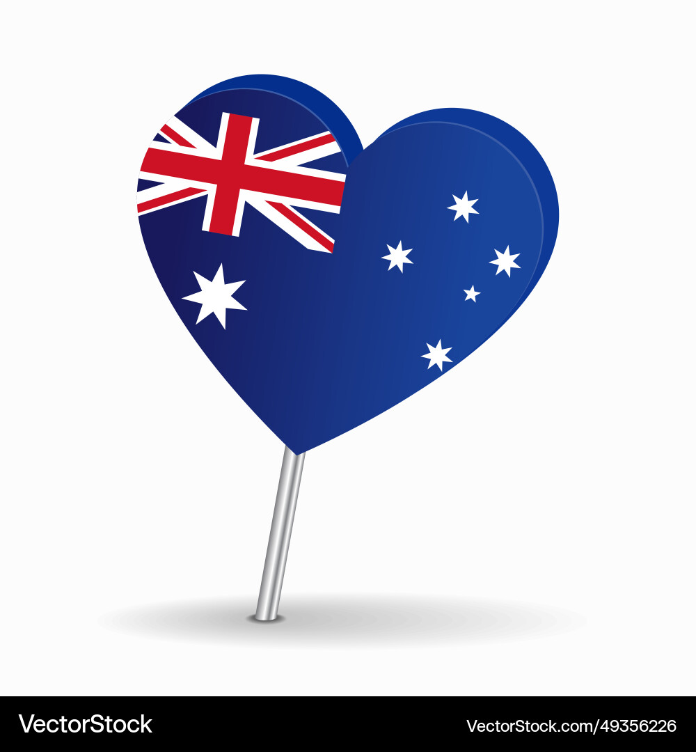 Australian flag heart-shaped map pointer layout Australian flag heart-shaped map pointer layout vector image