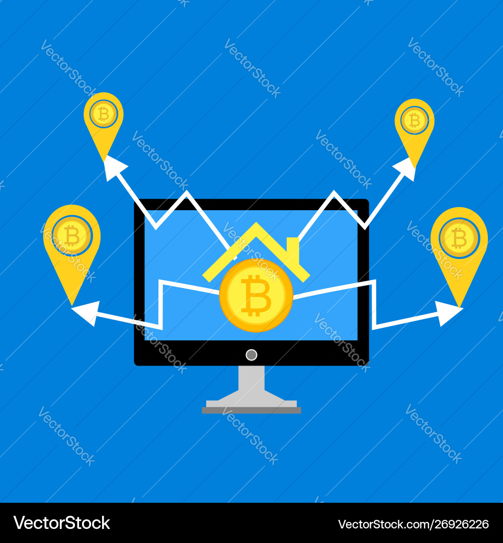 Blockchain scheme mining crypto currency server vector image
