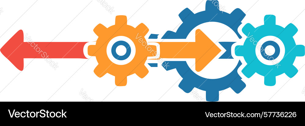 Gears with directional arrows workflow process vector image