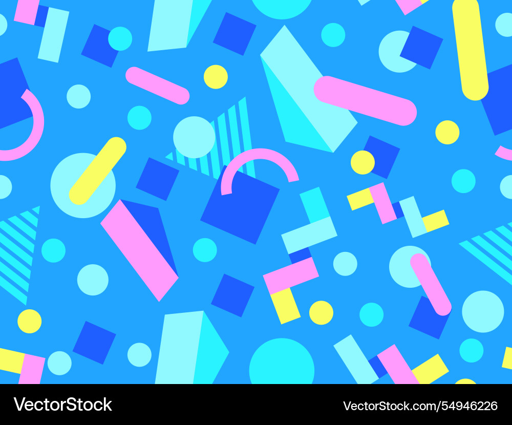 Geometric seamless pattern with memphis elements Geometric seamless pattern with memphis elements vector image