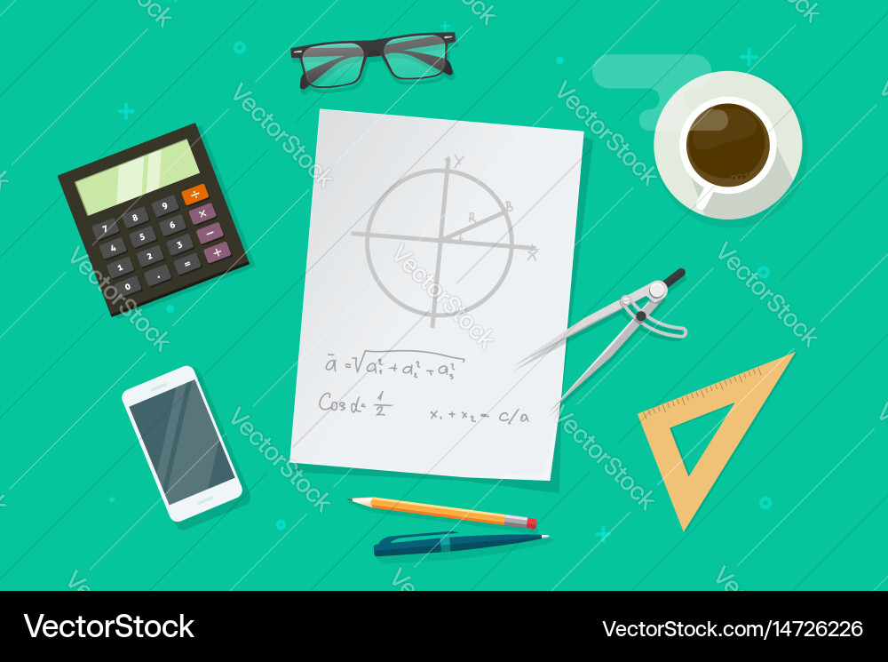 Paper sheet with geometry math formulas vector image
