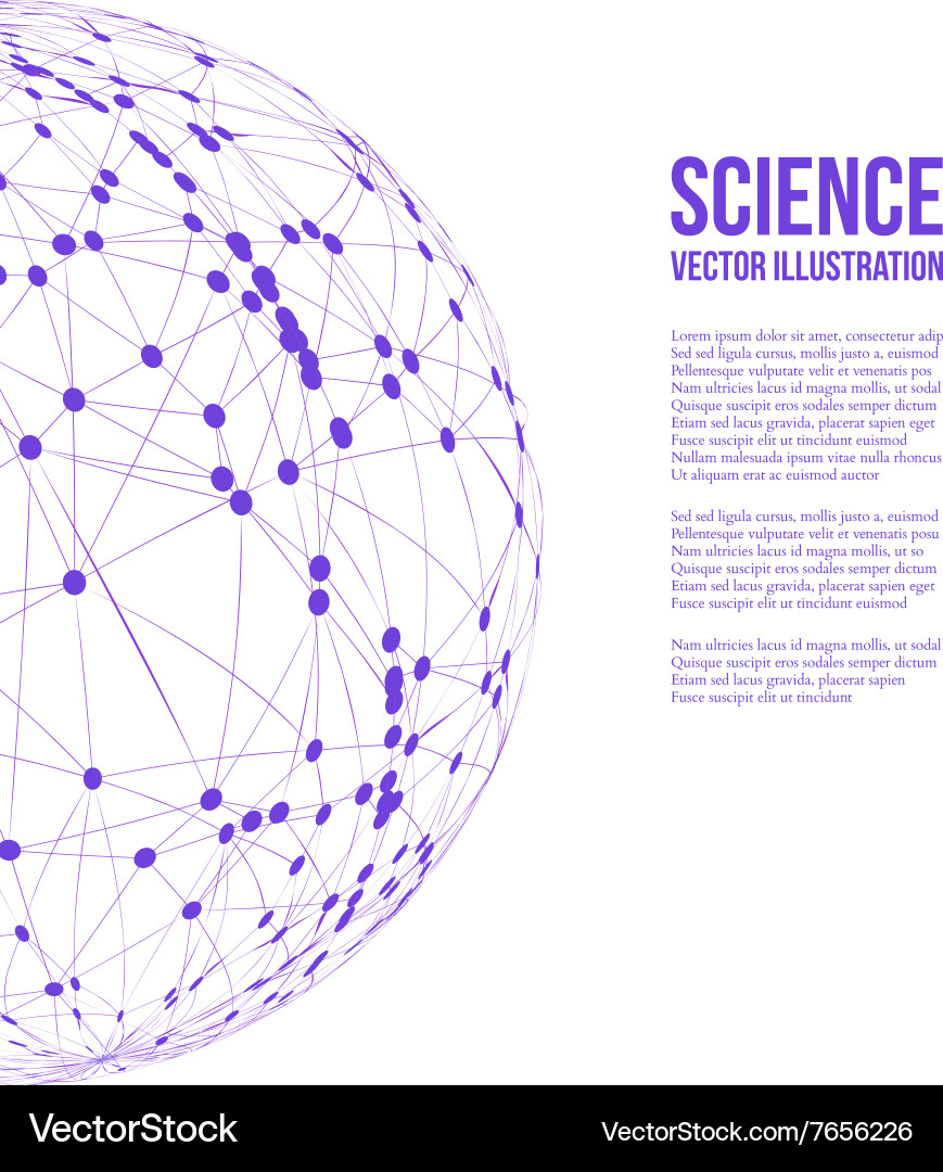 Sphere with connected lines and dots wireframe vector image