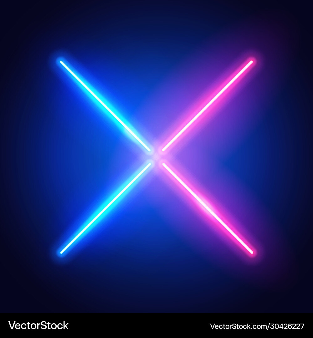 Futuristic neon cross sign in blue and red color Futuristic neon cross sign in blue and red color vector image