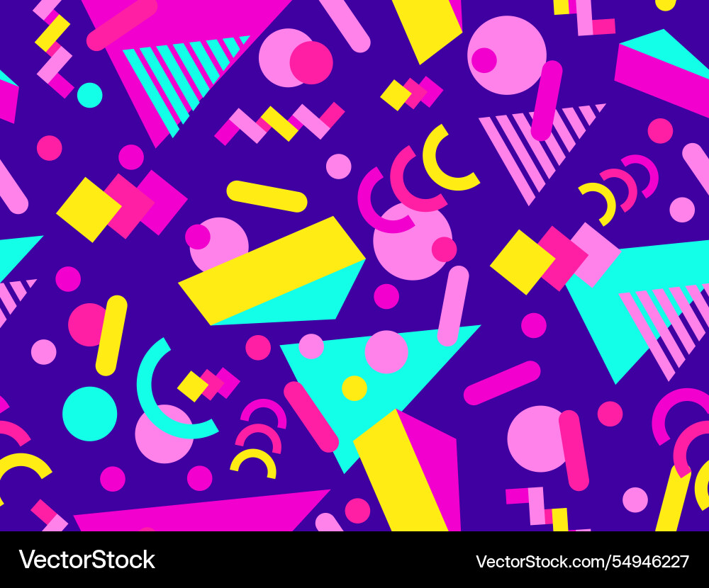 Geometric seamless pattern with memphis elements Geometric seamless pattern with memphis elements vector image