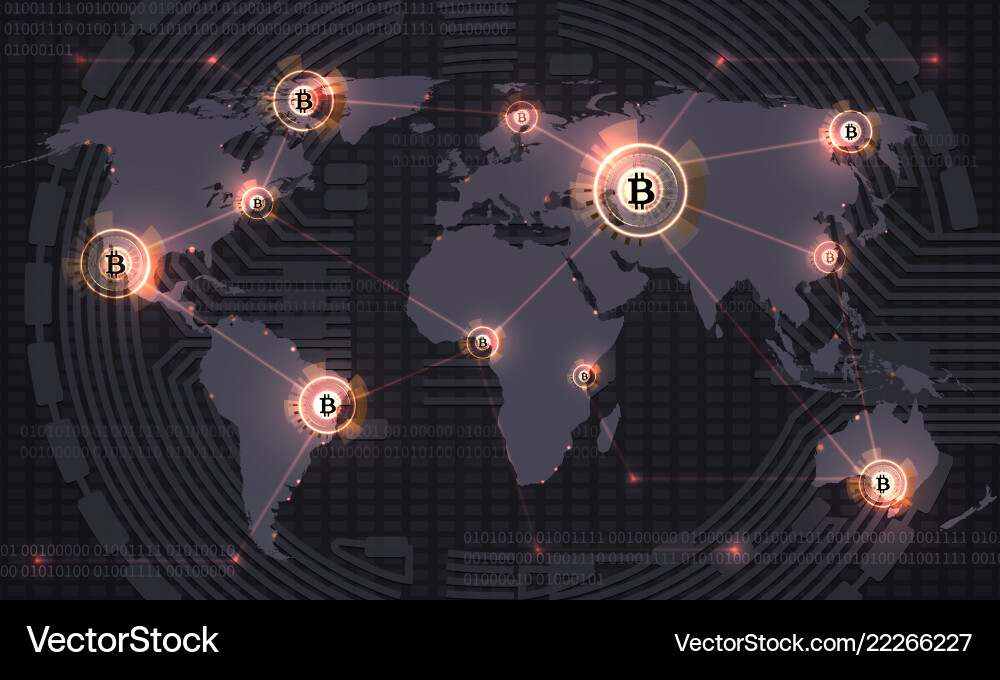 Global bitcoin crypto currency blockchain Global bitcoin crypto currency blockchain vector image