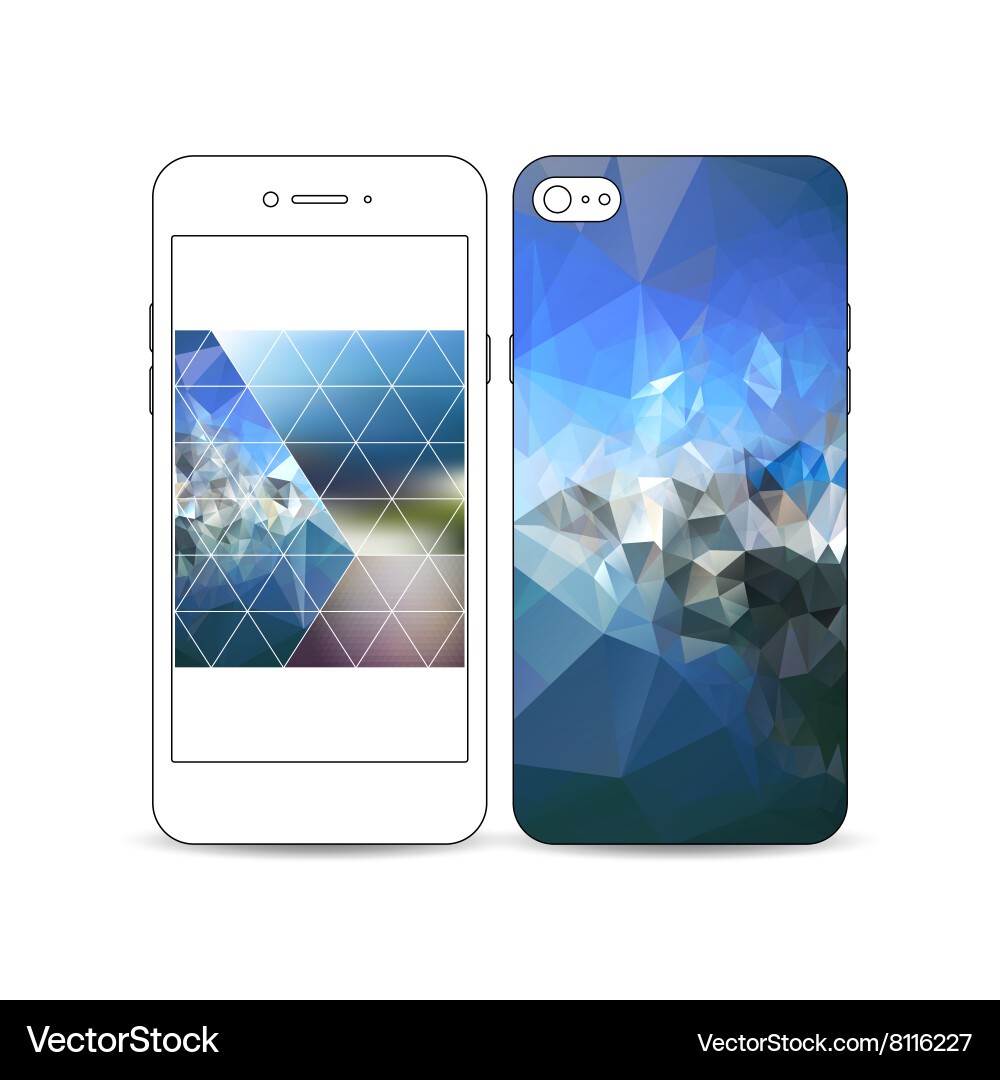 Mobile smartphone with an example of the screen vector image